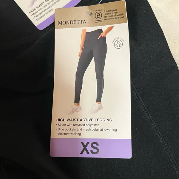 NWT XS Mondetta Ladies’ Women’s High Waist Active Black Mesh Panel Leggings Activewear Sportswear - Image 9
