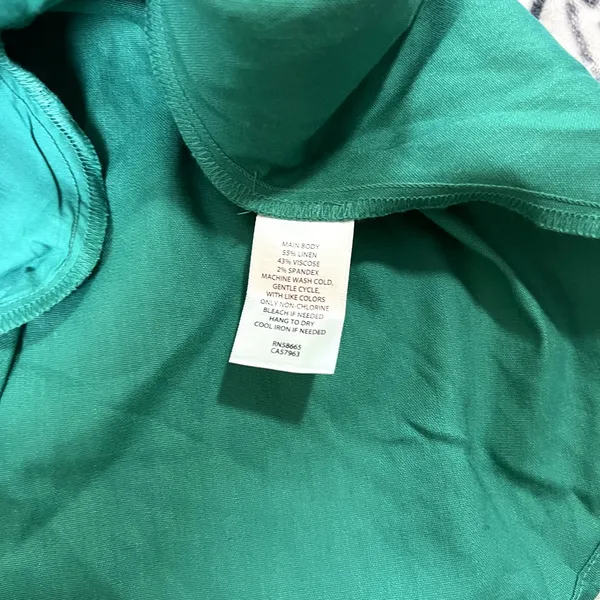 Chelsea 28 Green Enamel A-Line Linen Blend Mini Dress - Womens Size L - Image 6