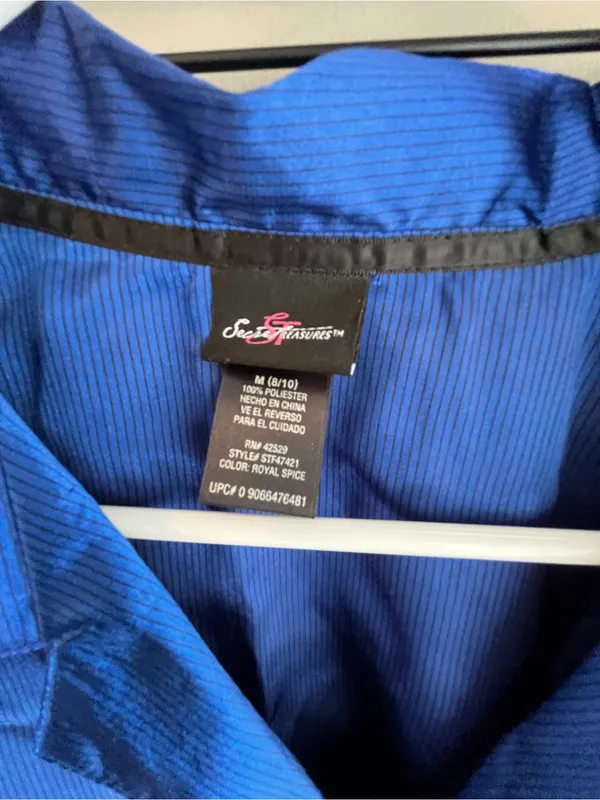 Secret Treasures Blue Satin Style Two-Piece Pajama Set Medium - Image 5