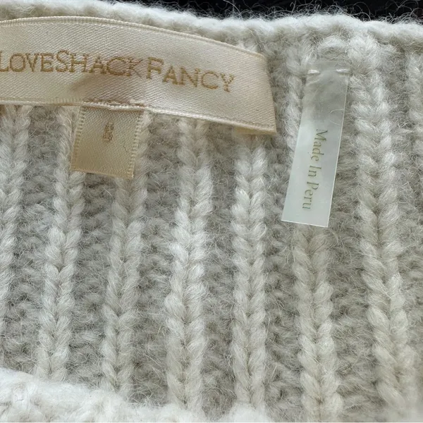 LoveShackFancy Rosie Sweater Sz S Baby Alpaca Merino wool Cream - Image 4