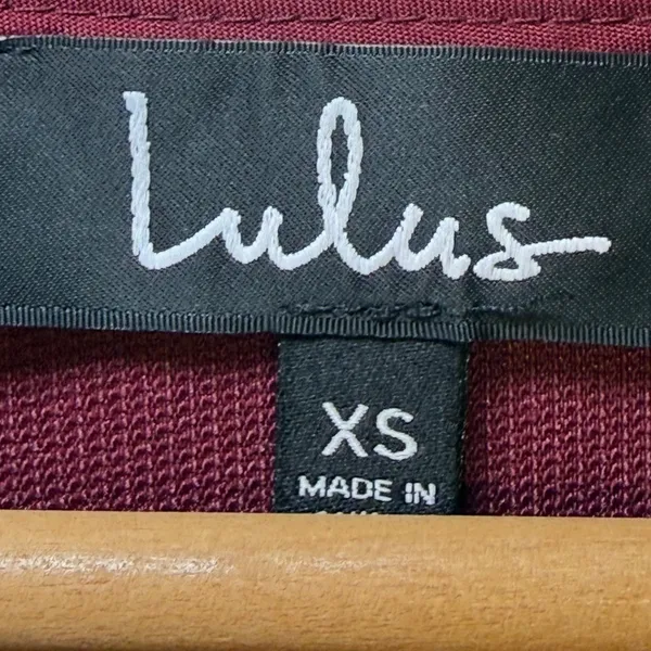 Lulus Burgundy Corduroy Button Front Mini‎ Dress Long Sleeve Square Neck XS NEW - Image 3