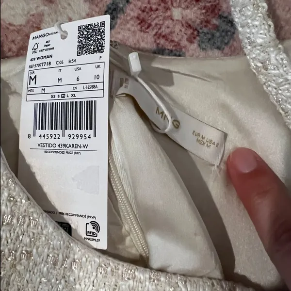 NWT Mango sequin knitted mini dress in light beige size‎ 6 - Image 8