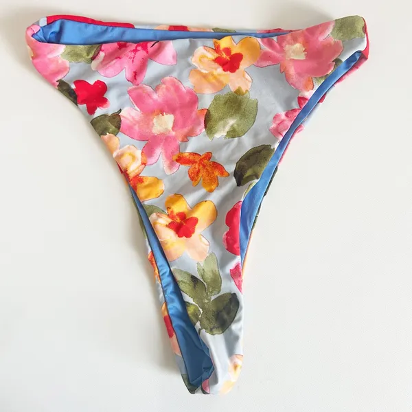 9.0 Swim Womens Floral Tropical Resortwear High Cut Triangle Bikini Set Size‎ 8 - Image 3
