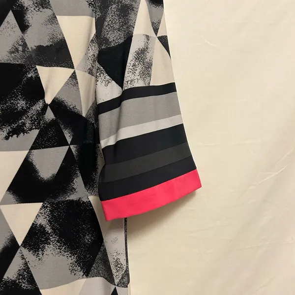 ELIZA J‎ Shift Dress Black Ivory Pink Geometric Short Sleeve Size 8 - Image 3