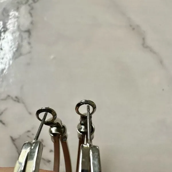 Silver tone double hoop earrings - Image 6