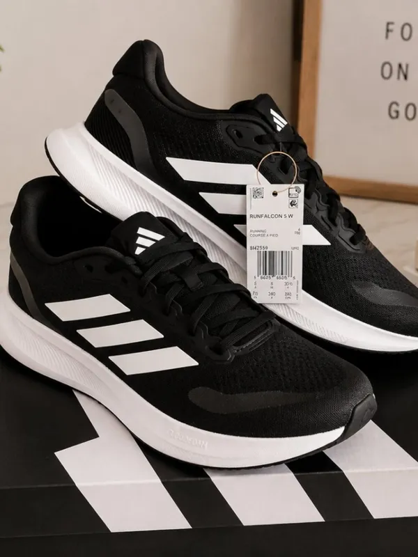 Adidas Runfalcon 5 Women’s 9.5 Black White Cloudfoam Running Sneakers NWT - Image 3
