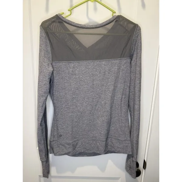 Lululemon Just Breathe Long Sleeve Top Women's Medium 10 Light Gray Athletic - Image 6