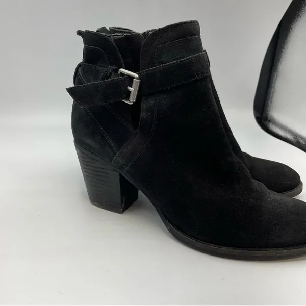 Sam Edelman Black Suede Ankle Boots Buckle Western Booties Womens 8 - Image 10