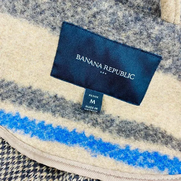 Banana Republic Retro Tan Preppy Winter Plaid Stripe Jacket - Image 8