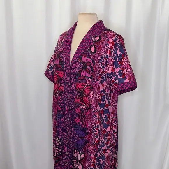 Alexandra Farmer ANTHROPOLOGIE Whimsy Flannel Sleep Dress Floral Butterfly M - Image 7