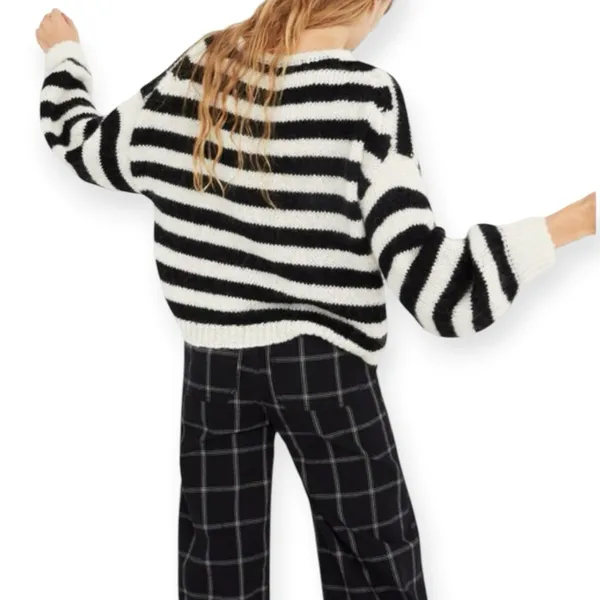 Madewell Ballon Sleeve Pullover Striped Sweater Size Small Alpaca Wool - Image 2