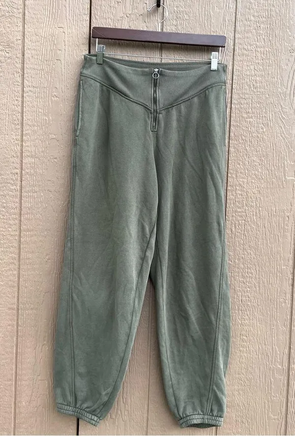 Aerie Womens Pants Joggers Corset Waist Sweatpants Sunwashed Green Size Large - Image 3