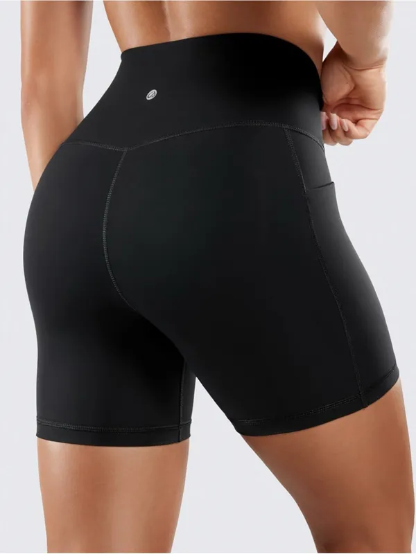 CRZ Yoga Black Biker Shorts Pockets 5" Naked Feeling High Waist Medium Women’s - Image 2