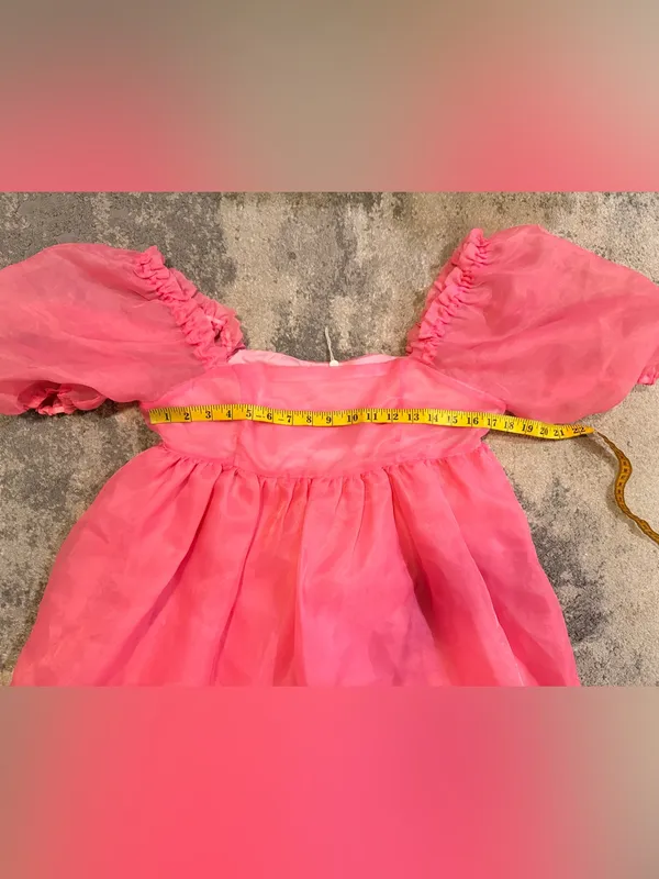 Chelsea & Violet Pink Puff Sleeve Tiered Dress - Image 4
