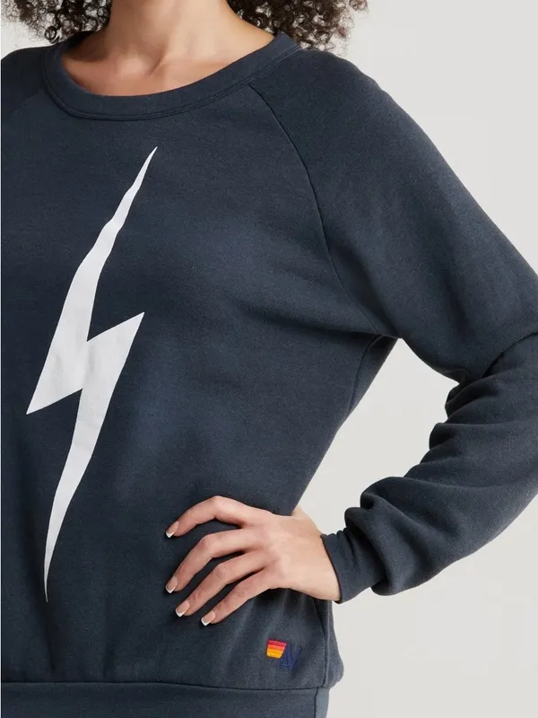 Aviator Nation Black Lightning Bolt Graphic Crewneck Sweatshirt Pullover Size XL - Image 3