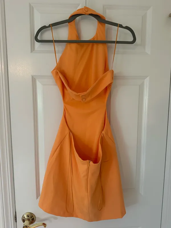Zara orange halter cut out mini dress - Image 5