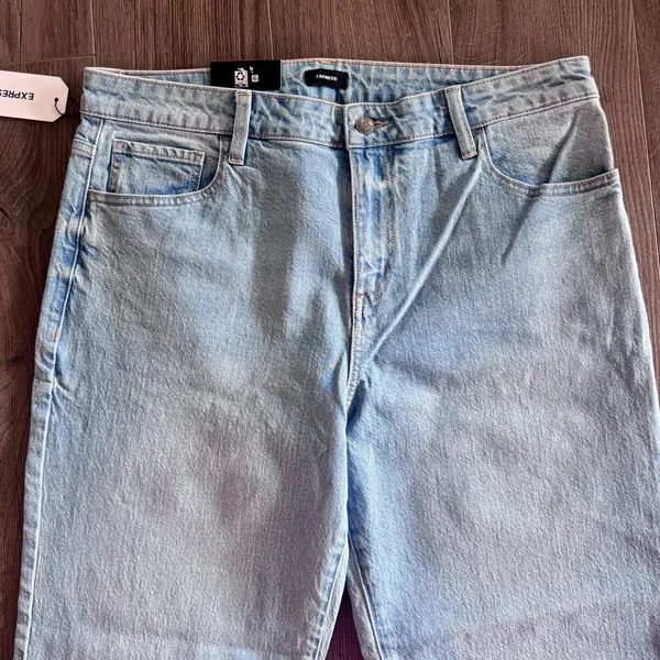 Express Ankle Jeans Light Wash Blue Straight Cropped Women Sz 14 NEW - Image 3