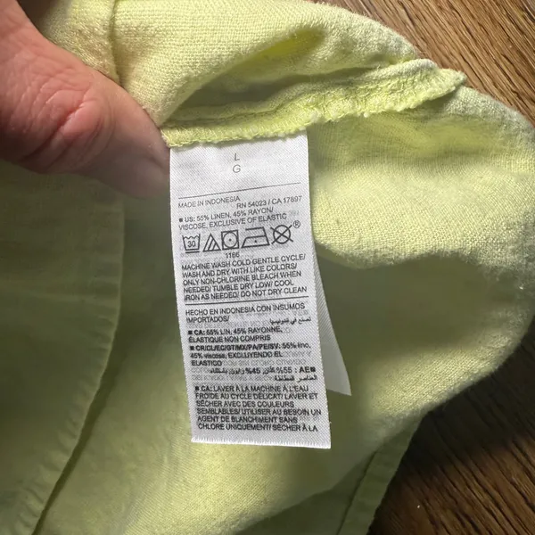 Old Navy Womens‎ Lime Green Linen Blend Smocked Back Mini Dress with Pockets L - Image 7