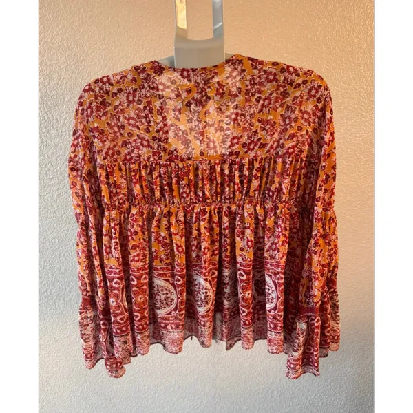 Free People Lorriane Tiered Kimono with Bonus Tank Small Boho Hippie Flowy NWOT - Image 4