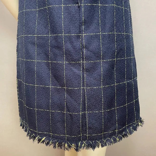 Julia Jordan Dress Shift Woven Navy Blue Decorative Buttons Sz 4 Raw‎ Edges Mini - Image 10
