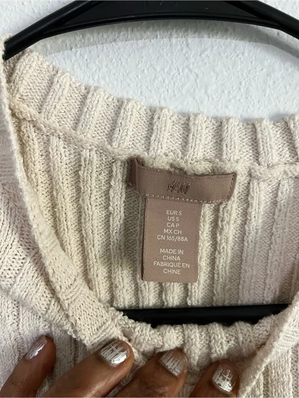 H&M Women’s Cream Ribbed Long-Sleeve Sweater - Image 5