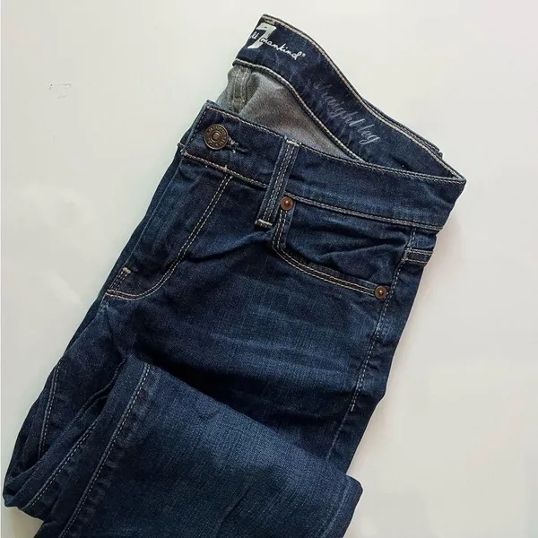 7 For All Mankind • Dark Blue Straight Leg Denim Jeans - Image 3