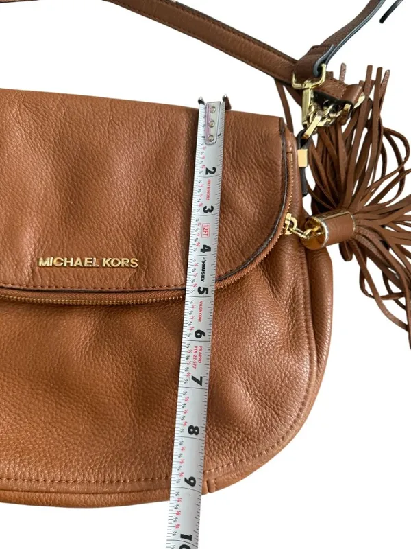 MICHAEL KORS Tan Pebble Leather Crossbody Two Way Bag - Image 13