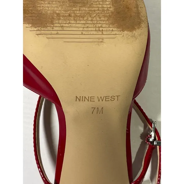 Nine West Red Patent Leather Pointed Toe Mary Jane Stiletto Heels Womens Size 7M - Image 11