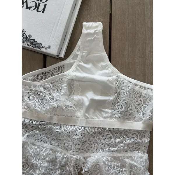 New‎ Even White Small Lingerie Teddy Bodysuit Lace Boho Chic Sexy Festival Wear - Image 4
