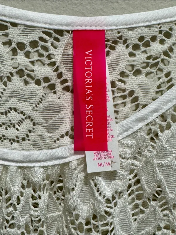 Victoria’s Secret White Lace Cover Up Babydoll Slip Dress Boho M - Image 5