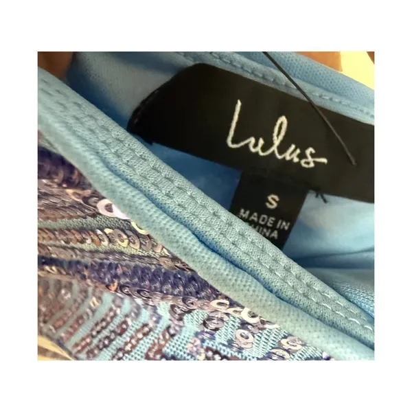 Lulus Flawless Glow Periwinkle Iridescent Sequin Lace-Up Maxi Dress Sz. S - Image 8