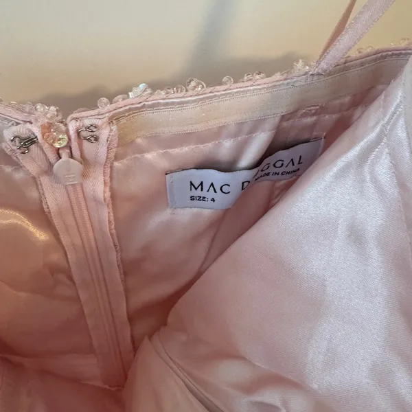 Mac Duggal Strapless Beaded Ruffle High Low Prom Gown Ice Pink Size 4 Princess - Image 7