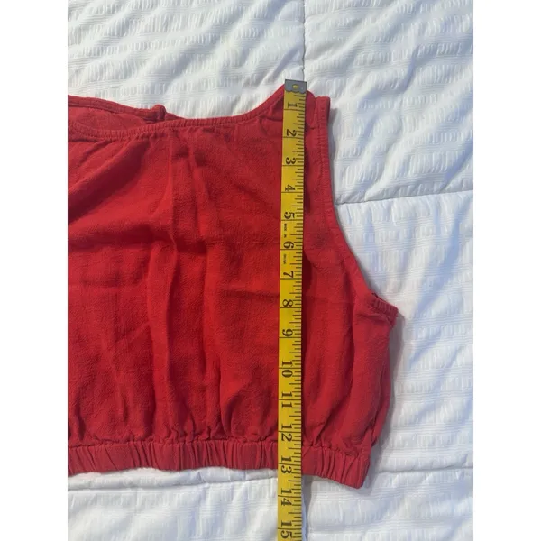 Petal & Pup Red Linen Crop Top Women's Large Sleeveless High Neckline Patriotic - Image 5