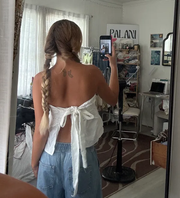 White Bohemian Strapless Lace Top - Image 2