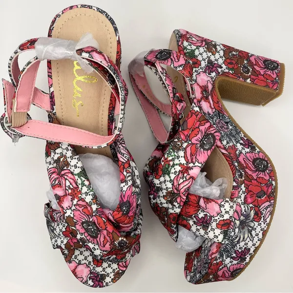 Lulu's Nokunu pink floral ankle strap platform sandals women’s Size 9 - Image 11