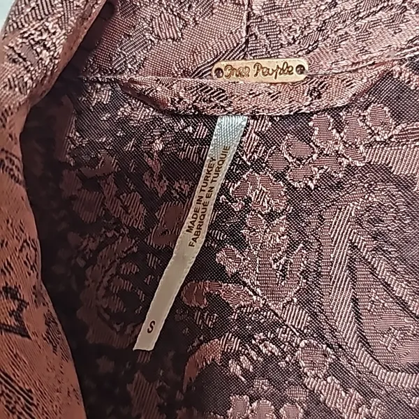 Free People no longer made silky jacquard paisley long 1 button blazer jacket S - Image 8