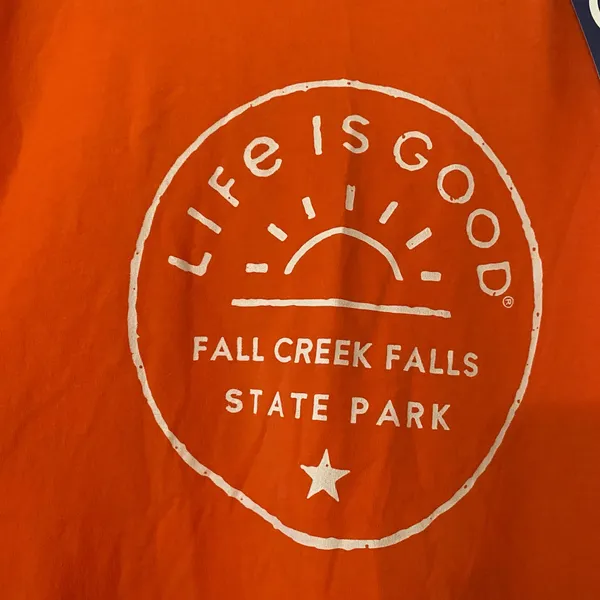 NWT Life Is Good Crusher-Lite Orange Fall Creek Falls Tennessee T-Shirt Large - Image 4