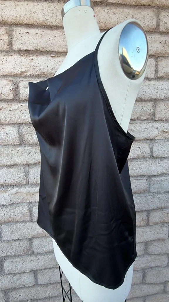 ✨ Black Satin Cowl Neck Tank Top | Size XL - Image 3