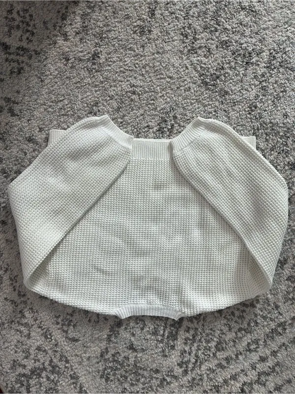 LA Hearts Cropped Textured Crewneck Sweater - White - Image 3