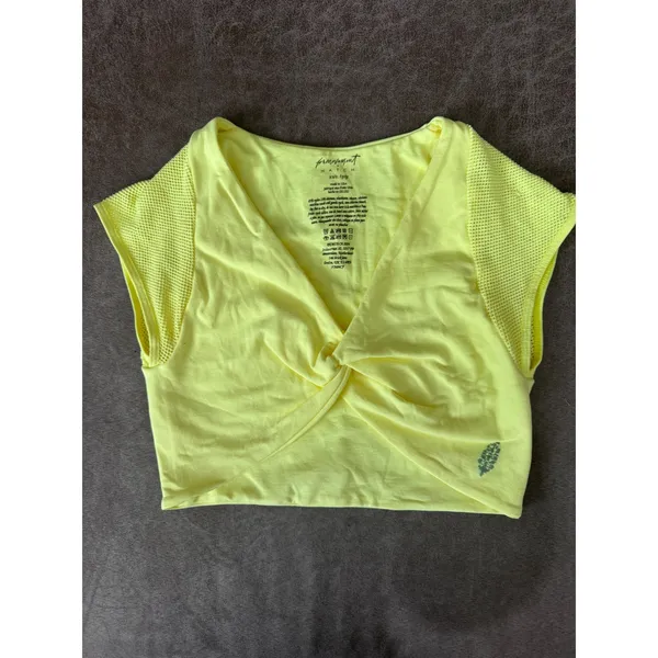 Free People FP Movement Hatch Shrug Citrus Neon Yellow Twist Front Crop Top XS S - Image 3