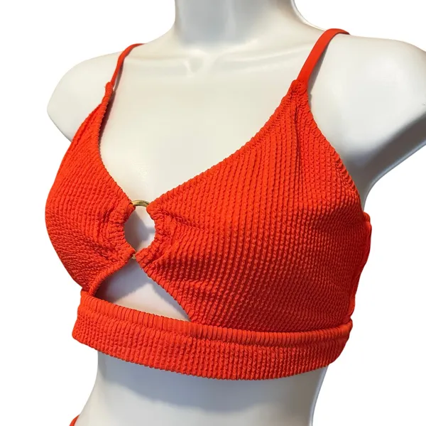 Aerie Bikini Set XXL Orange NWT High Waist Swimsuit Cutout Beach Vacation Summer - Image 2