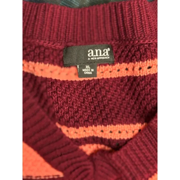 a.n.a Burgundy Pink Striped Knit Sweater Vest Cap Sleeve Top Y2K Preppy XL - Image 3