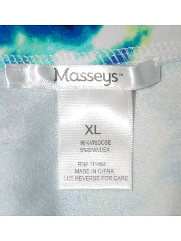 Masseys Blue Tie Dye Stretchy Pullover Tunic Top Size XL Stretch Long Sleeve - Image 8