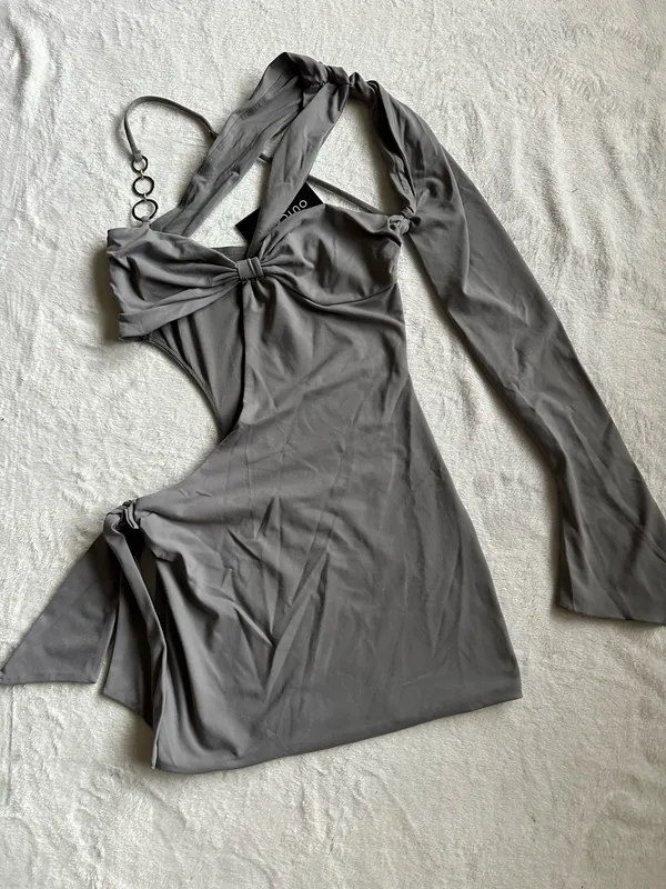 Outcast Clothing Zarah Mini Dress Charcoal - Image 7