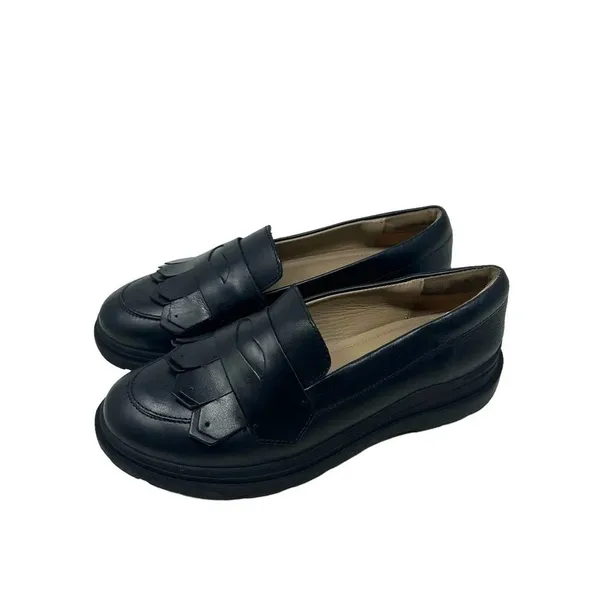 Zara Top Grade Leather Black Fringe Platform Loafers Size‎ 36 / US 5.5 - Image 3