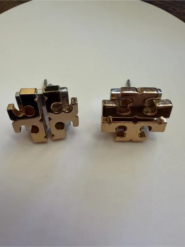 Tory Burch Gold Double-T Logo Stud Earrings - Image 3