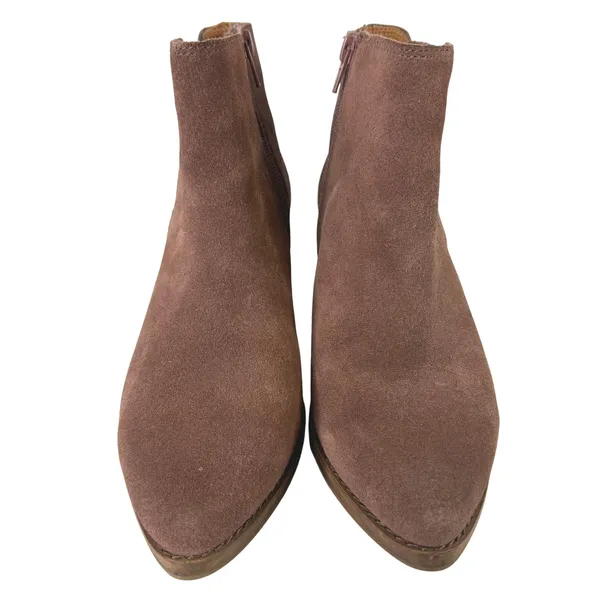 Frye and Co Wedge Booties Womens‎ 7 Brown Suede Pointed Toe Ankle Boots - Image 4
