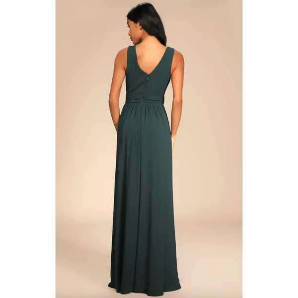 Lulus Thoughts of Hue Emerald Green Surplice Maxi Dress Formal Large NWT - Image 3