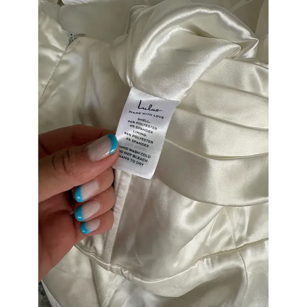 Lulus Unbelievable Aura White Satin Off-the-Shoulder Jumpsuit Size Large Bridal - Image 10