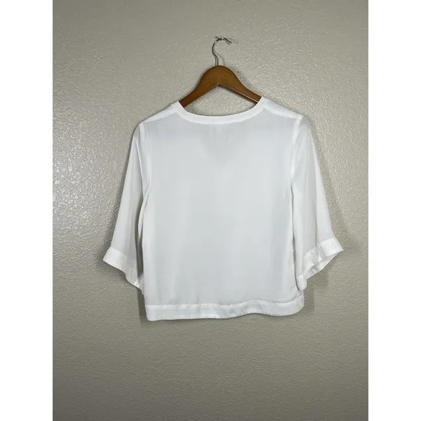 Chelsea28 XS Ivory Rib Trim Top V- Neck Flowy - Image 5
